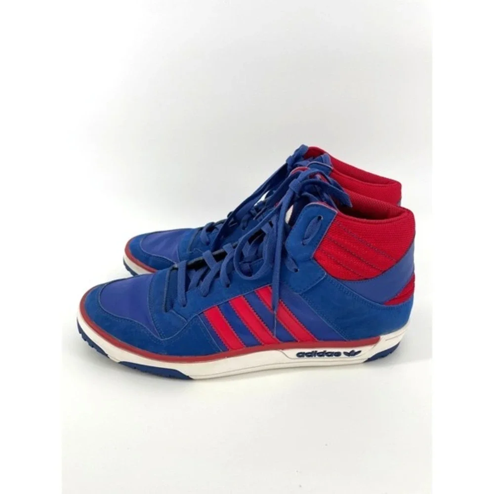 Adidas Post Player Top Vulc Mens 11.5 Basketball Sneakers Blue Red Retro Pistons